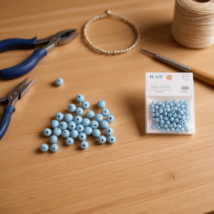 ลูกปัดกลมสีฟ้าอ่อน 8 มม. ยี่ห้อ Ilan Abalorios 80 ชิ้น สำหรับทำเครื่องประดับ - Product Image 2