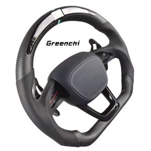 Volante de Cuero y Fibra de Carbono con LED para Modelos SUV y Sedán de <span class=keywords><strong>Audi</strong></span> (Q3 Q5 Q7 Q8 A6 A7) Sin <span class=keywords><strong>Airbag</strong></span> - Product Image 3