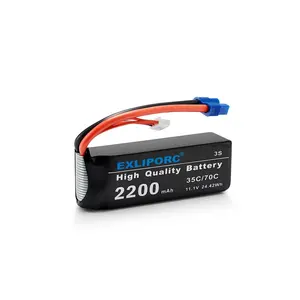 Amazon bestseller EXLIPORC 11.1V 35C 3S 2200mAh lipo battery for RC plane drone with EC3 Connector