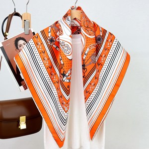 90x90cm 14 Momme Twill 100% Mulberry Silk <b>Square</b> <b>Scarf</b>, Luxury Ceremony Grade Women Fashion Shawl - Product Image 3
