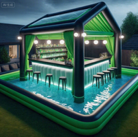 Cour extérieure commerciale grande plate-forme supérieure fête flottant eau canapé natation Pub barre de piscine gonflable pour adulte