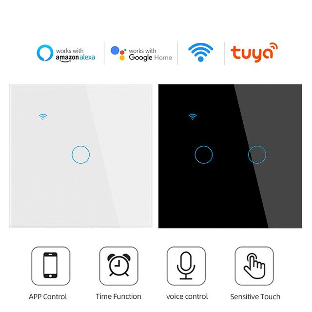 Best Price 1-4 Gang EU/UK WiFi Smart Touch Panel Switch Android App Control Electric Hotel Use Single Live Wire Compatible