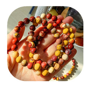 Braccialetti da donna in cristallo Mookaite rosso scuro da 8mm gioielli spirituali all'ingrosso per il regalo - Product Image 1