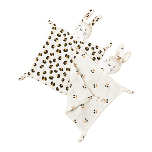 <span class=keywords><strong>Doudou</strong></span> en mousseline 100 % coton pour bébé, en forme de lapin, mouchoir réconfortant, compagnon de sommeil, jouet en peluche, couverture de sécurité pour bébé - Product Image 3