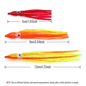 Ingrosso 8 Pezzi/Busta Gonnellini Morbidi per Calamari Attrezzatura da Pesca <span class=keywords><strong>in</strong></span> <span class=keywords><strong>Mare</strong></span> <span class=keywords><strong>Esche</strong></span> Morbide Polpo Mix Colori Lumo Rosso Blu 5cm - Product Image 2