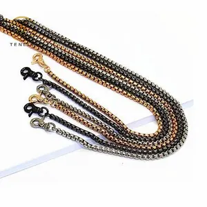 Top Kwaliteit Diy Ijzeren Doos Kettingen Enkele Portemonnee Schouder Zwart Zilver Goud Dikke Ketting Riem Crossbody Tas Keten Voor Handtassen