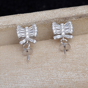 Accessoires de fabrication de bijoux en argent S925, base en zircone verte en forme de tournesol, support pour boucles d'oreilles de 9-10 mm avec perle de 3 mm JG5930, apprêts pour bijoux - Product Image 4