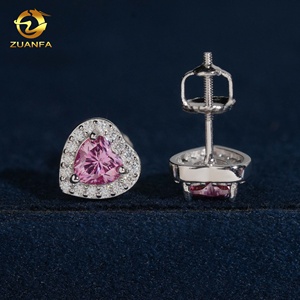<span class=keywords><strong>Orecchini</strong></span> a perno con moissanite <span class=keywords><strong>rosa</strong></span> D VVS all'ingrosso, taglio a cuore, con halo, in <span class=keywords><strong>argento</strong></span> 925, stile Iced Out - Product Image 3