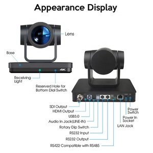 กล้องประชุม PTZ 4K UHD 12X AI ตรวจจับมนุษย์อัตโนมัติ ติดตามอัตโนมัติ รองรับ SDI POE HDM-I RTSP สำหรับโรงเรียน โบสถ์ ศูนย์การแพทย์ 4K - Product Image 2