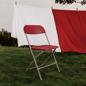 Red Wine Modern <b>Plastic</b> Folding <b>Chair</b> Flat Back Stylish Comfortable Seating Banquets Celebrations Versatile School Park - Product Image 1