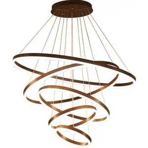 Classic led chandelier brown pendant ceiling light acrylic handling lamp 4 rings 1M led pendant lights for living room