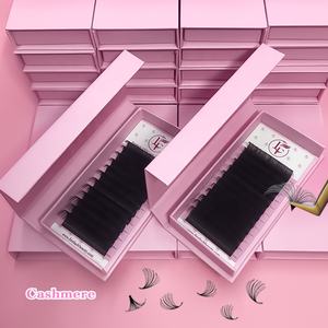 कश्मीरी मैट ब्लैक फ्फी वॉल्यूम रेशम मखमली लुशट्स ट्रे fax कश्मीरी पलक एक्सटेंशन के साथ - Product Image 1