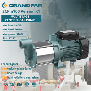 Bomba Centrífuga Multietapa de Acero Inoxidable Grandfar de 370W, 20M de Altura, 5M3/H de Capacidad, con Motor de Cable de Cobre - Product Image 1