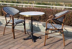 वाणिज्यिक प्राचीन गोल एल्यूमीनियम संगमरमर पेटियो बिस्ट्रो रेस्तरां टेबल - Product Image 3