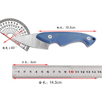 Nouveau couteau à lame fixe mini, acier 14C28N, manche en micarta bleu lin, couteau de survie pour le camping en plein air, EDC avec étui