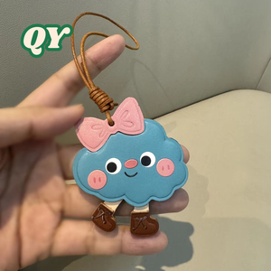 QY Premium Genuine <b>Leather</b> Cloud Bag Charm <b>Keychain</b> Elegant Handbag Pendant Custom Gift Accessory - Product Image 6