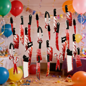 Guirlande de couteaux et ciseaux sanglants Halloween 608395 : Décoration suspendue sur le thème des <span class=keywords><strong>films</strong></span> d'<span class=keywords><strong>horreur</strong></span> pour fêtes, maisons hantées et photomaton - Product Image 5