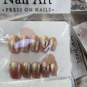 <span class=keywords><strong>Faux</strong></span> <span class=keywords><strong>ongles</strong></span> carrés courts à presser, motifs aléatoires, 10 pièces/ensemble, faciles à appliquer pour les débutants - Product Image 6