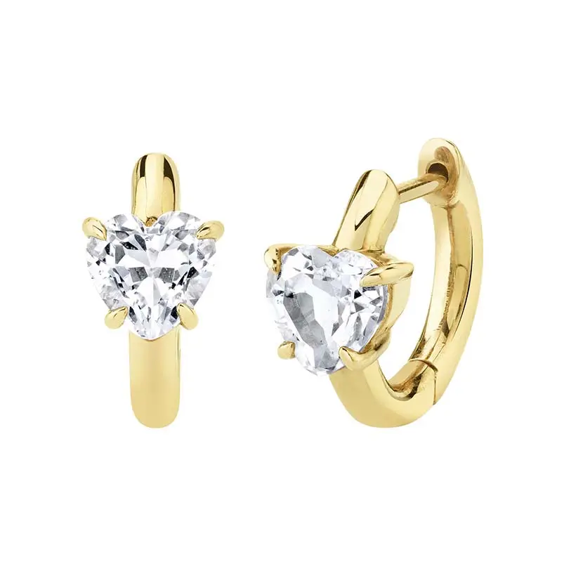 Gemnel 2021 fashion jewelry 925 silver new arrivals heart huggie diamond earring