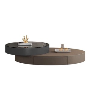Mesa de centro giratoria ovalada de madera duradera minimalista de lujo italiano 2025 moderna para muebles de comedor y sala de estar para el hogar - Product Image 3