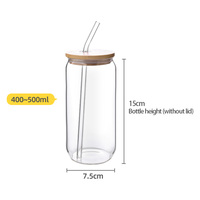 Verres à boire 14oz/16oz gobelet en verre transparent à haute teneur en borosilicate tasse réutilisable tasse à jus tasses à thé en verre avec couvercle en bambou