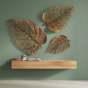Conjunto de Arte Mural Moderno con Hojas Doradas, Adornos Decorativos Florales Botánicos Hechos a Mano, Forma Irregular, Paquete de Varias Piezas - Product Image 3