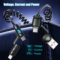 Câble enroulé TPE de 2 mètres, 240W, super rapide, 4 en 1, de qualité supérieure, charge rapide 5A pour téléphones portables et ordinateurs portables