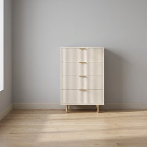 Commode haute moderne à 4 tiroirs, personnalisable en couleur et taille, en bois de pin et fer, pour chambre et salon, vente en gros usine - Product Image 3