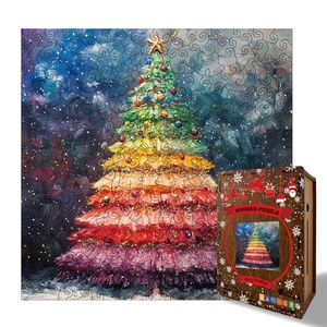 Rompecabezas de Madera de Árbol de Navidad Wacocetoy, 345 Piezas, Forma Irregular, Juguete de Ensamblaje de Alta Dificultad para Adultos - Product Image 1