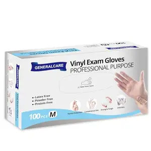 Gants jetables en vinyle transparent sans latex gant sans poudre gants de santé pour la cuisine cuisson manipulation des aliments 100PCS moyen