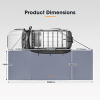Auvent de camping extérieur SAN HIMA, imperméable, 180 degrés, autoportant, auvent latéral pour voiture avec bande lumineuse LED