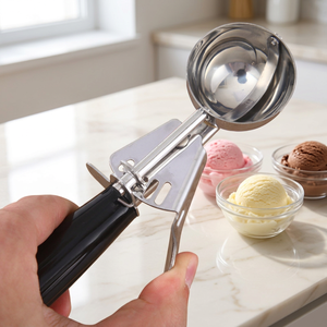 304 Stainless Steel Ice Cream Scoop Trigger Release Multi-Size Colorful Handle Dishwasher Safe for Commercial Kitchen Bakery - Product Image 4