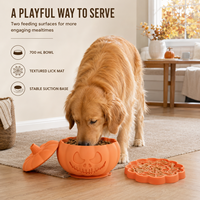 Bol pour chien TOPIN SBP-D032 personnalisé 2-en-1 en silicone, motif citrouille d'Halloween, 700 ml, mangeoire lente avec base à ventouse et tapis à lécher amovible