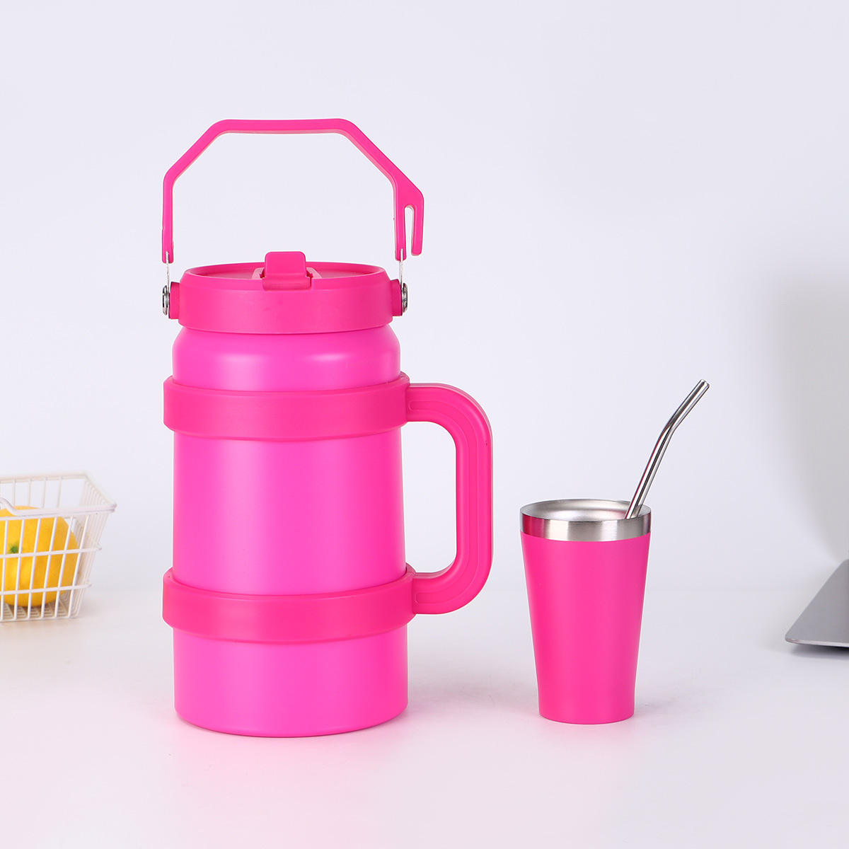 ชุดสีชมพูกุหลาบ (ส่งช้อนดูดท่อ)