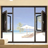 Fenêtre de villa moderne classique à double vitrage insonorisée à rupture de pont thermique en aluminium 93, avec moustiquaire intégrée pour salle de bain