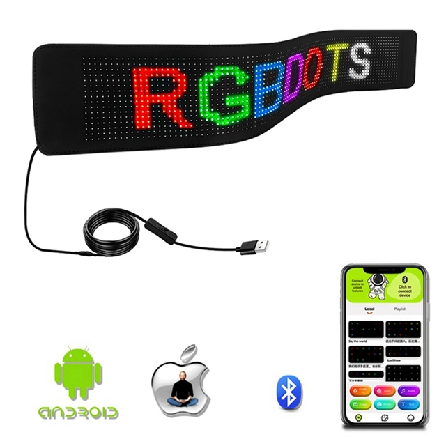 Car Rear Window Advertising Light Flexible Led Display, USB/5V LED matrix Panel, App Programmable Car Window Light Led Sign