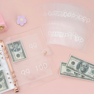 Vente en gros Macaron PU cuir 6 anneaux budget classeur planificateur A5 taille Logo personnalisé 100 enveloppe défi livre avec couverture PP - Product Image 1