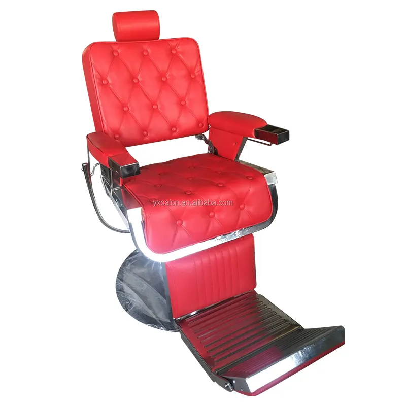 Silla de estilo rojo resistente para hombre, conjunto de silla de peluquero de acero inoxidable, venta al por mayor, novedad de 2017