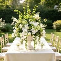Dekorasi Pernikahan Bunga Buatan Grosir Custom, Bola Bunga Hijau Putih, Centerpiece Meja, Amaranthus Calla Lily untuk Pesta