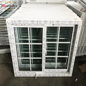 Mô hình mới hạt gỗ như cửa sổ kính uPVC Gỗ Tếch nhìn màu <span class=keywords><strong>PVC</strong></span> khung hồ sơ trượt cửa sổ - Product Image 3
