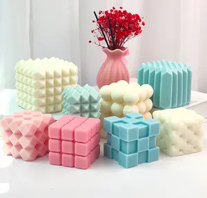 Molde de silicona con forma de cubo de burbuja grande para decoración del hogar, forma geométrica, pasteles y pan para hornear, adorno de aromaterapia