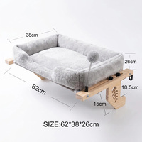 Hamac suspendu pour chat en bois massif, réglable, avec fausse fourrure de lapin, confortable, pour fenêtre ou étagère, OEM ODM personnalisé