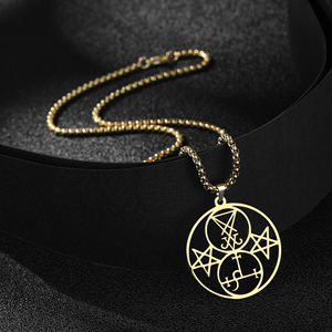 Collar con el lado del <span class=keywords><strong>demonio</strong></span> de <span class=keywords><strong>Lucifer</strong></span> para hombre, colgante de Satán con el símbolo de sigilo de <span class=keywords><strong>Lucifer</strong></span> Lilith satánico, pentagrama - Product Image 3