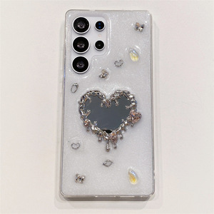 เคสโทรศัพท์มือถือแบบแข็งลายหัวใจกระจกเงาสำหรับ Samsung S21 22 23 24 25 26 Ultra Plus ป้องกันการกระแทก ประดับเพชร จากโรงงาน OEM - Product Image 5