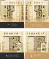 Meubles de chambre à coucher, lit combiné avec placard, dortoir étudiant avec bureau, lit superposé haut et bas en bois massif pour enfants, lit double