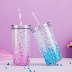 Gradient Color Changing Ice Crusher Cup With Straw Large Capacity For Cold Drinks Party Use Two Piece Set - Product Image 1