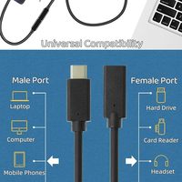 USB-C 1 kaki Pria Wanita 5A kabel pengisi daya Cepat PVC-USB kabel sinkronisasi Data pendek 30cm kecepatan tinggi 3.0 (5Gbps)