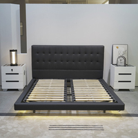 Tête de Lit Double en Bois de Taille King pour Lits Queen, Cadre de Lit Ajustable, Base de Lit pour Mobilier de Chambre d'Hôtel