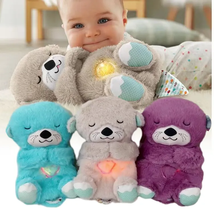 2024 sommeil et Playmate nuit loutre peluche musicale en peluche bébé peluche peluche ours respirant avec son léger