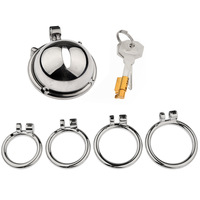 Cage de chasteté en acier inoxydable pour homme, cadeau de la Saint-Valentin, avec serrures invisibles, cage de chasteté plate, dispositifs de chasteté masculine